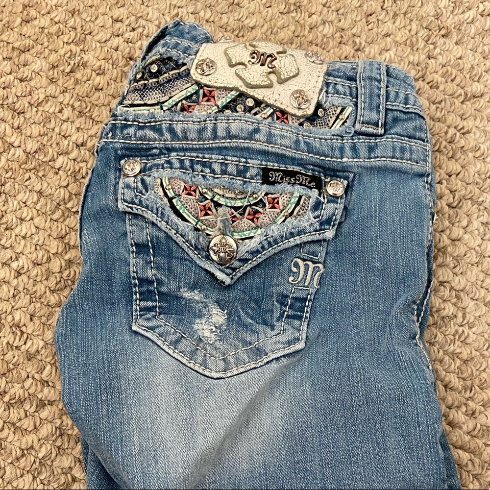 Authentic Miss Me Jean Shorts! Beautiful pink, teal and diamonds! Good condition